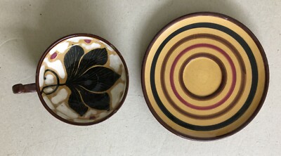Ceramica Da Collezione: Tazza Con Piattino Con Decoro Floreale Policromo