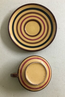 Ceramica Da Collezione: Tazza Con Piattino Con Decoro Floreale Policromo