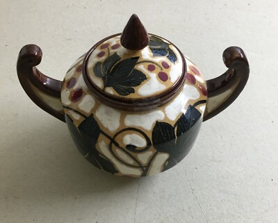 Zuccheriera In Ceramica Con Decori Floreali Policromi, Albissola, Anni '20