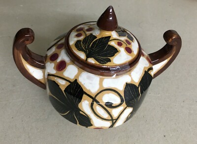Zuccheriera In Ceramica Con Decori Floreali Policromi, Albissola, Anni '20