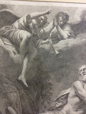 Arte Devozionale: San Girolamo, Antica Incisione All'Acquaforte Di Grandi Dimensioni