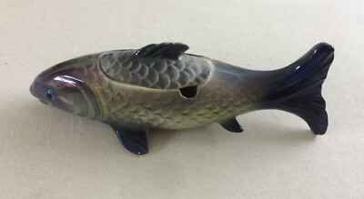 Soprammobile Decorativo In Ceramica A Forma Di Pesce, Salsiera/saliera Metà Del XX Secolo