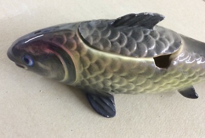 Soprammobile Decorativo In Ceramica A Forma Di Pesce, Salsiera/saliera Metà Del XX Secolo