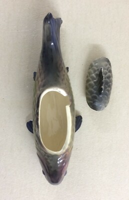 Soprammobile Decorativo In Ceramica A Forma Di Pesce, Salsiera/saliera Metà Del XX Secolo