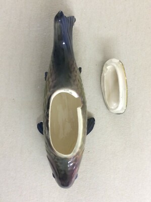 Soprammobile Decorativo In Ceramica A Forma Di Pesce, Salsiera/saliera Metà Del XX Secolo