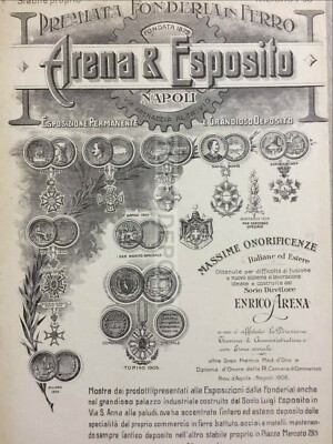 Napoli: Fonderia Arena & Esposito, Antica Pubblicitaria, Araldica, Esposizioni, Rara