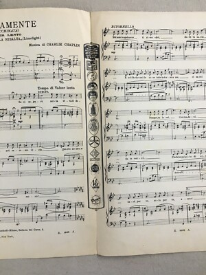 Musica, Cinema: Valzer Lento. Chaplin, Ardo, Arlecchinata, Eternamente. Spartito Del '900