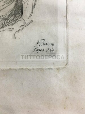Antonio Piccinni, Incisione Antica Raffigurante Un Popolano, 1874