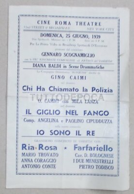 Teatro Broadway New York: Cine Roma Theatre   Caimi, Baldi, Cipudduzza   Emigrazione