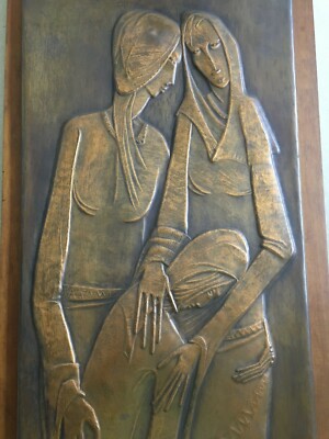 Pannello Artistico In Rame Sbalzato, Metà Del '900, Firmato