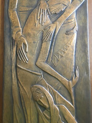 Pannello Artistico In Rame Sbalzato, Metà Del '900, Firmato
