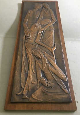 Pannello Artistico In Rame Sbalzato, Metà Del '900, Firmato