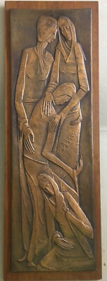 Pannello Artistico In Rame Sbalzato, Metà Del '900, Firmato