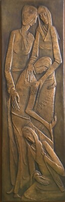 Pannello Artistico In Rame Sbalzato, Metà Del '900, Firmato