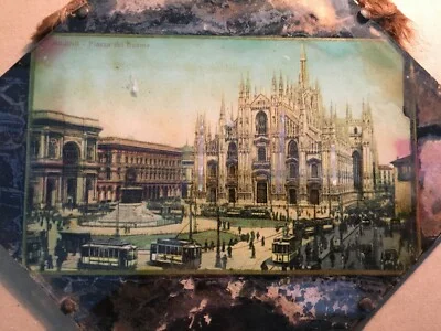 Milano: Piazza del Duomo, Animata Veduta a Colori d'epoca
