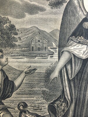 Arte Popolare Devozionale: San Raffaele Arcangelo, Tobia E Il Pesce. Litografia Scafa, Napoli