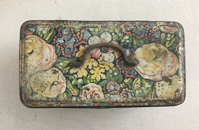 Biscotti Wamar Torino: Scatola Pubblicitaria In Latta Con Decori Floreali