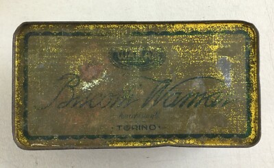 Biscotti Wamar Torino: Scatola Pubblicitaria In Latta Con Decori Floreali