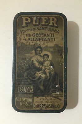 Medicina, Farmacia, Pediatria: Scatola Pubblicitaria Polveri Sant'Anna Puer Ravasini