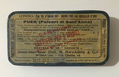 Medicina, Farmacia, Pediatria: Scatola Pubblicitaria Polveri Sant'Anna Puer Ravasini