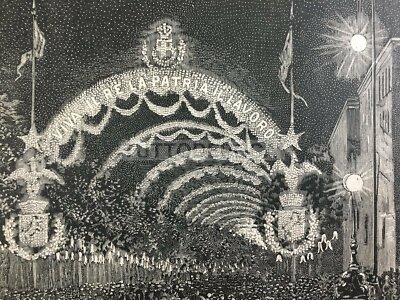 Piemonte, Torino: Evento Storico Illuminazione Elettrica, 1884. Artista Ettore Ximenes