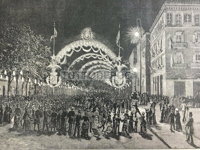 Piemonte, Torino: Evento Storico Illuminazione Elettrica, 1884. Artista Ettore Ximenes