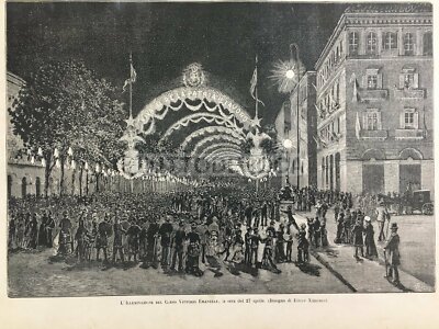 Piemonte, Torino: Evento Storico Illuminazione Elettrica, 1884. Artista Ettore Ximenes