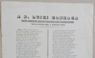 Toscana, Arezzo, Cortona: Scuole Pie Cortonesi   A S. Luigi Gonzaga, Cerulli, 1852