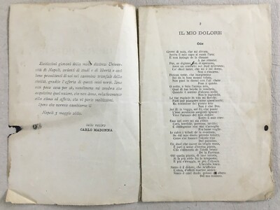 Carlo Madonna, Poche Libere Poesie   Risorgimento   Napoli 1880