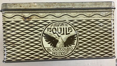 Purgante Aquila Rovigo: Scatola Pubblicitaria In Latta Litografata