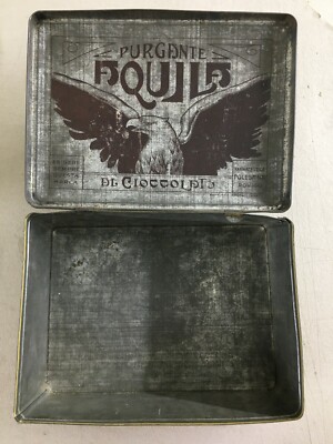 Purgante Aquila Rovigo: Scatola Pubblicitaria In Latta Litografata