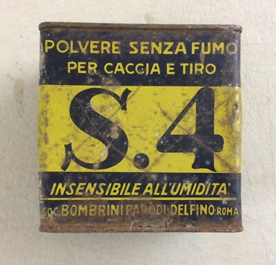 Scatola In Latta Bombrini Parodi Delfino, Polvere S.4, Segni Scalo