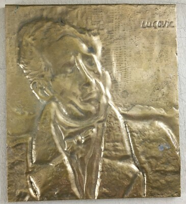 Arte Scultura Ritratto Lucovic Decorativa Massiccia Placca Bronzea
