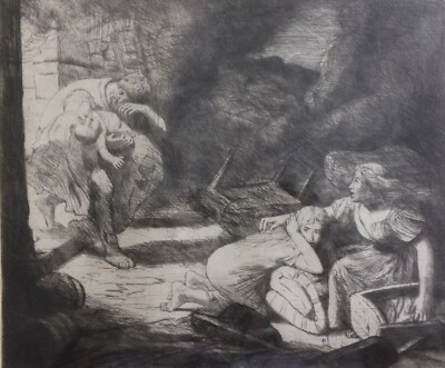 L'Incendio Acquaforte Originale Di Alphonse Legros, 1876