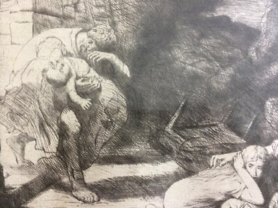 L'Incendio Acquaforte Originale Di Alphonse Legros, 1876