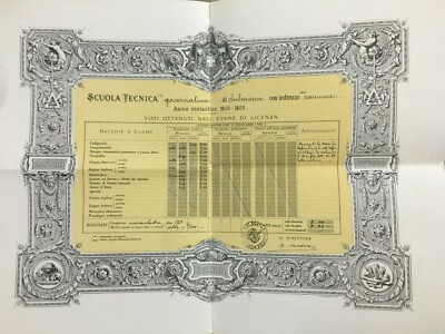 Abruzzo, Sulmona. Grande Diploma Decorativo Della Scuola Tecnica. Lito Salomone, Roma, 1909
