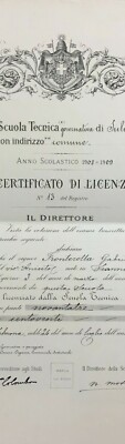 Abruzzo, Sulmona. Grande Diploma Decorativo Della Scuola Tecnica. Lito Salomone, Roma, 1909