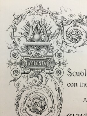 Abruzzo, Sulmona. Grande Diploma Decorativo Della Scuola Tecnica. Lito Salomone, Roma, 1909