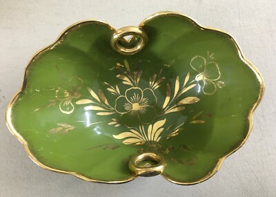 Centro Tavola In Ceramica Essepi Con Laminatura Oro, Civita Castellana, Anni '50