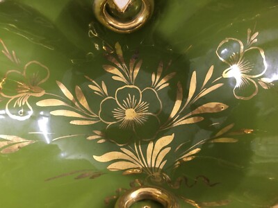 Centro Tavola In Ceramica Essepi Con Laminatura Oro, Civita Castellana, Anni '50