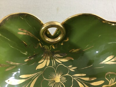 Centro Tavola In Ceramica Essepi Con Laminatura Oro, Civita Castellana, Anni '50