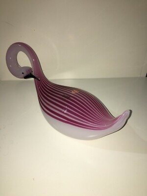 Vetri Da Collezione Murano Formia: Scultura A Cigno In Vetro Rosa
