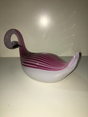 Vetri Da Collezione Murano Formia: Scultura A Cigno In Vetro Rosa