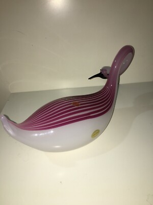 Vetri Da Collezione Murano Formia: Scultura A Cigno In Vetro Rosa
