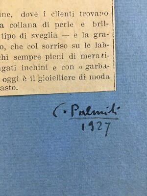 Abruzzo, Vasto: Oreficeria Marrollo. Ritaglio Di Giornale Con Recensione Di C. Palmili, 1927