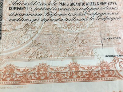 Parigi, Esposizione Universale. Grande Ruota Panoramica. Certificato Azionario, 1900