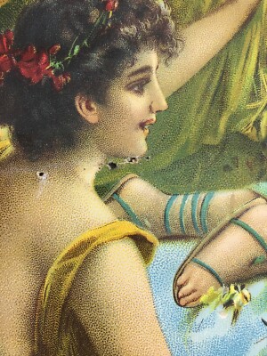 Arte: Suggestiva Scenografia, Cromolitografia Liberty. Scena Idilliaca Con Amorino