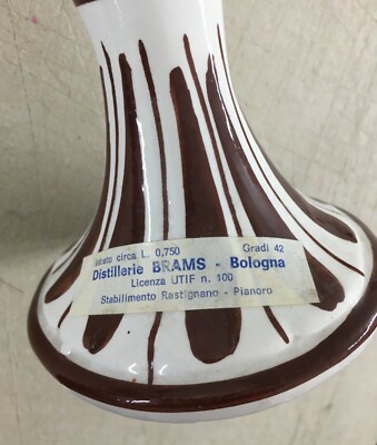 Distillerie Brams, Bologna: Bottiglia Pubblicitaria Decorativa, Anfora In Ceramica, Anni '50