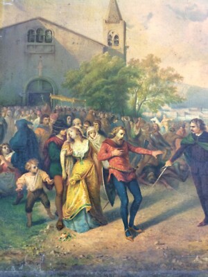 Lombardia, Animata Scenografia Con Processione E Tumulti Popolari, Opera Di Giulio Gorra, Borzino
