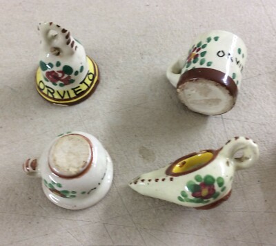 Miniature Da Collezione, Presepio, Ceramica Floreale Di Orvieto, 7 Piccoli Oggetti